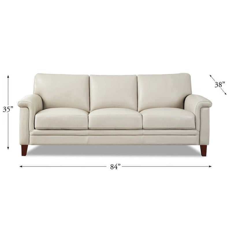 Hydeline Westcott Top Grain Leather Sofa Couch with Memory Foam and Springs