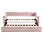 Twin Size Upholstered Sofa Bed with Trundle and Latest Integrated Bluetooth Audio System,Teddy Fleece