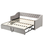Twin Size Upholstered Sofa Bed with Trundle and Latest Integrated Bluetooth Audio System,Teddy Fleece