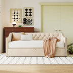 Twin Size Upholstered Sofa Bed with Trundle and Latest Integrated Bluetooth Audio System,Teddy Fleece