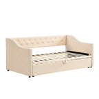 Twin Size Upholstered Sofa Bed with Trundle and Latest Integrated Bluetooth Audio System,Teddy Fleece