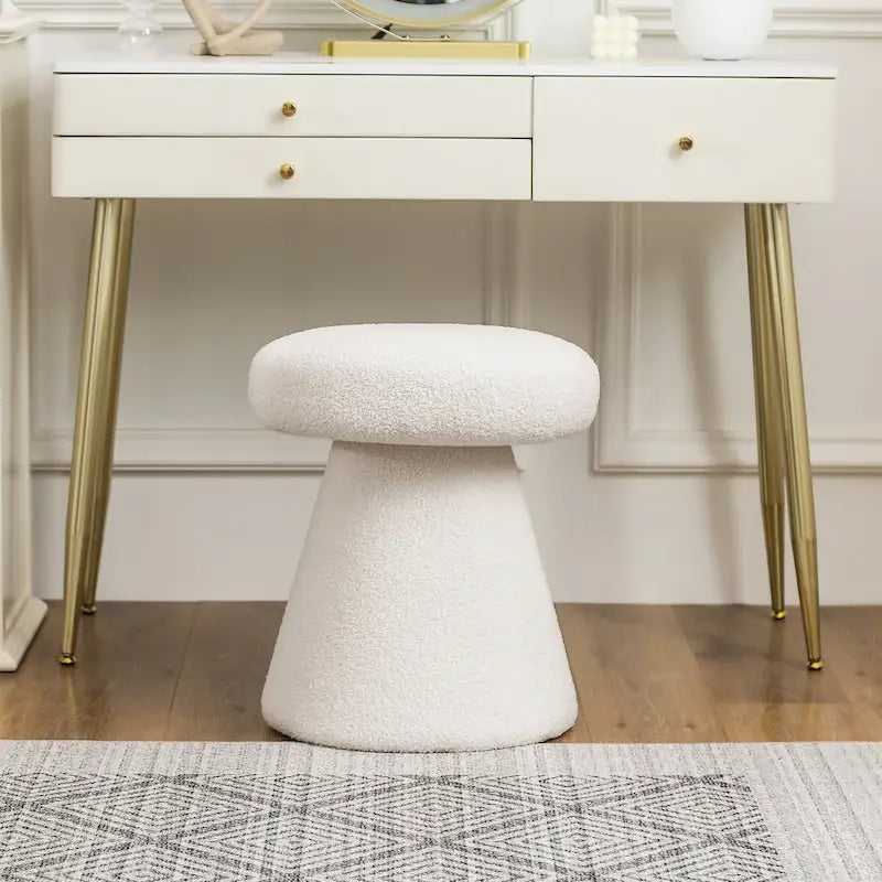 Adeco Mushroom Ottoman Large Soft Foot Stool for Living Room Bedroom