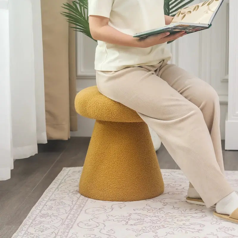 Adeco Mushroom Ottoman Large Soft Foot Stool for Living Room Bedroom