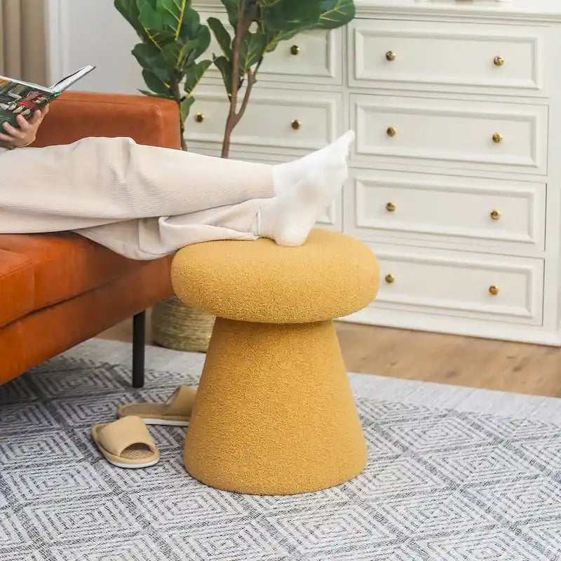 Adeco Mushroom Ottoman Large Soft Foot Stool for Living Room Bedroom