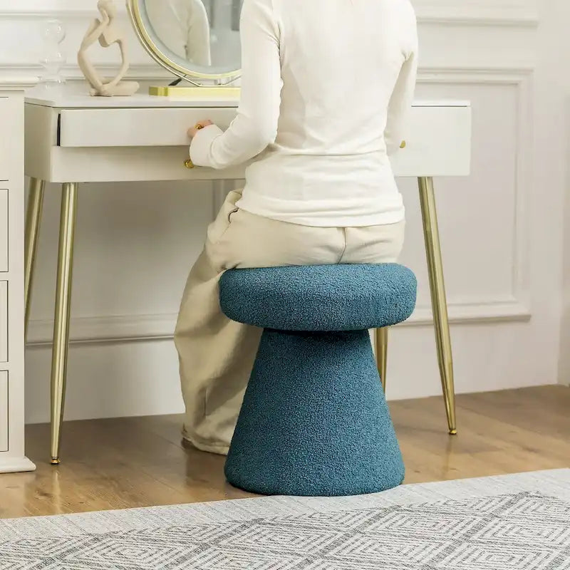 Adeco Mushroom Ottoman Large Soft Foot Stool for Living Room Bedroom