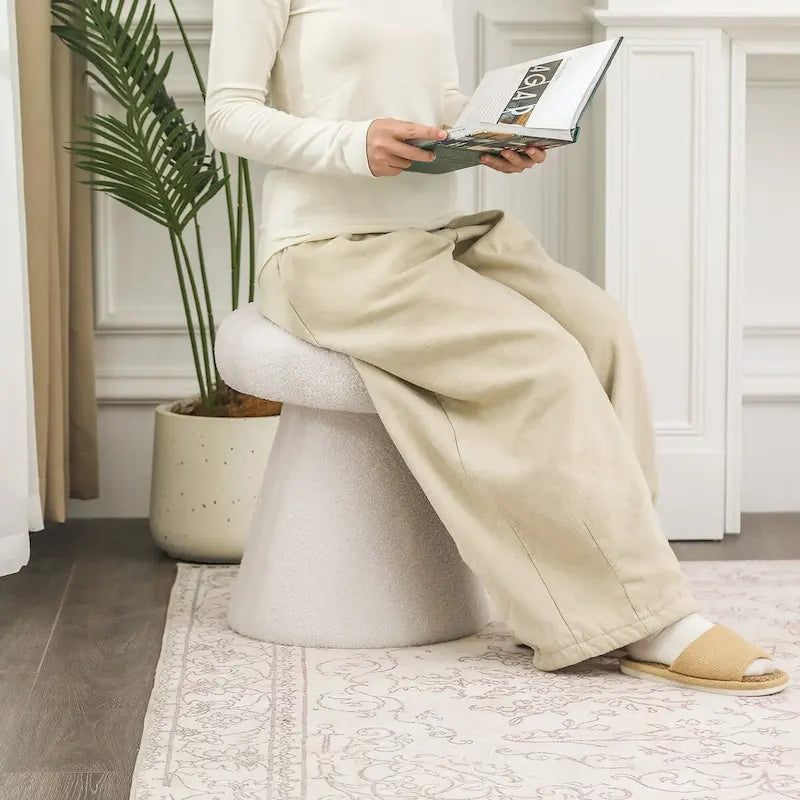 Adeco Mushroom Ottoman Large Soft Foot Stool for Living Room Bedroom