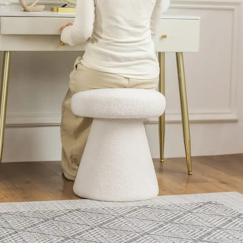 Adeco Mushroom Ottoman Large Soft Foot Stool for Living Room Bedroom