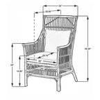 Rattan Slat Back Cushioned Arm Dining Accent Chair by East at Main - 24x25.5x39.25