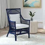 Rattan Slat Back Cushioned Arm Dining Accent Chair by East at Main - 24x25.5x39.25