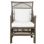 Rattan Slat Back Cushioned Arm Dining Accent Chair by East at Main - 24x25.5x39.25