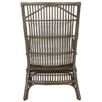 Rattan Slat Back Cushioned Arm Dining Accent Chair by East at Main - 24x25.5x39.25