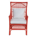Rattan Slat Back Cushioned Arm Dining Accent Chair by East at Main - 24x25.5x39.25