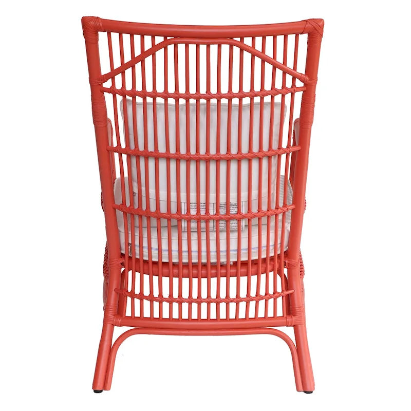 Rattan Slat Back Cushioned Arm Dining Accent Chair by East at Main - 24x25.5x39.25
