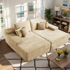 HOOOWOOO Modular Couch Plush Corduroy Sectional Sofa with Pillows