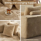 HOOOWOOO Modular Couch Plush Corduroy Sectional Sofa with Pillows