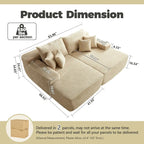 HOOOWOOO Modular Couch Plush Corduroy Sectional Sofa with Pillows