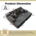 HOOOWOOO Modular Couch Plush Corduroy Sectional Sofa with Pillows
