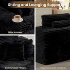 HOOOWOOO Modular Couch Plush Corduroy Sectional Sofa with Pillows