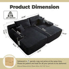 HOOOWOOO Modular Couch Plush Corduroy Sectional Sofa with Pillows