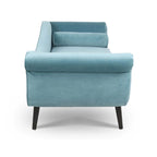 Chaise Lounge Indoor with Scroll Arms,Upholstered Chair Recliner Couch with Rolled Accent Pillow and Solid Wood Legs
