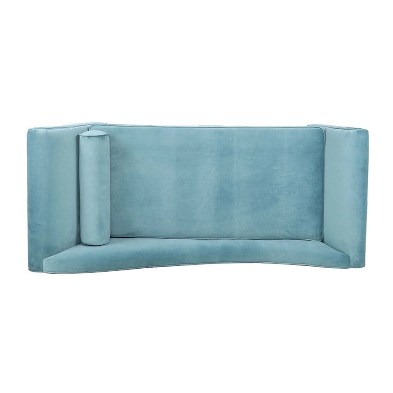 Chaise Lounge Indoor with Scroll Arms,Upholstered Chair Recliner Couch with Rolled Accent Pillow and Solid Wood Legs