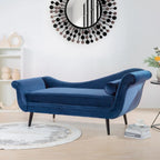 Chaise Lounge Indoor with Scroll Arms,Upholstered Chair Recliner Couch with Rolled Accent Pillow and Solid Wood Legs