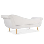 Chaise Lounge Indoor with Scroll Arms,Upholstered Chair Recliner Couch with Rolled Accent Pillow and Solid Wood Legs
