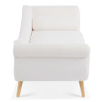 Chaise Lounge Indoor with Scroll Arms,Upholstered Chair Recliner Couch with Rolled Accent Pillow and Solid Wood Legs