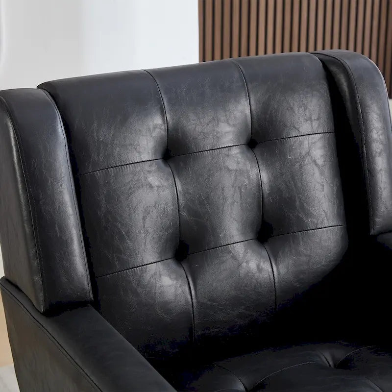 Modern Soft Leather Material Ergonomics Accent Chair Living Room Chair Bedroom Chair Home Chair With Black Legs For Indoor Home