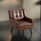 Modern Soft Leather Material Ergonomics Accent Chair Living Room Chair Bedroom Chair Home Chair With Black Legs For Indoor Home