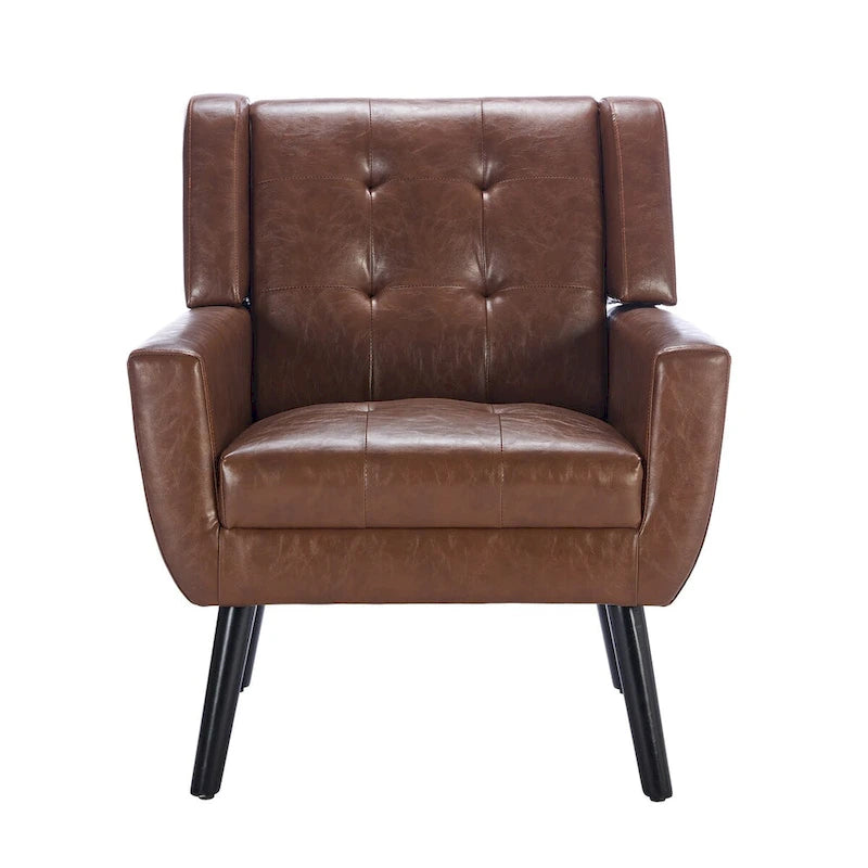 Modern Soft Leather Material Ergonomics Accent Chair Living Room Chair Bedroom Chair Home Chair With Black Legs For Indoor Home