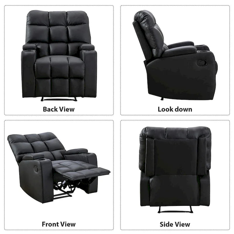 Manual Rocking Recliner Chair with Massage and Cup Holders