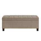 Upholstered Tufted Button Storage Bench with Spindle Wooden Legs