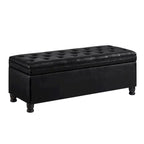 Upholstered Tufted Button Storage Bench with Spindle Wooden Legs