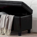 Upholstered Tufted Button Storage Bench with Spindle Wooden Legs