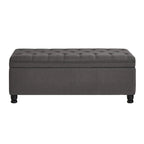 Upholstered Tufted Button Storage Bench with Spindle Wooden Legs
