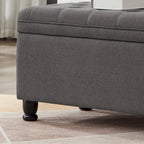 Upholstered Tufted Button Storage Bench with Spindle Wooden Legs