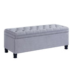 Upholstered Tufted Button Storage Bench with Spindle Wooden Legs