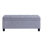 Upholstered Tufted Button Storage Bench with Spindle Wooden Legs