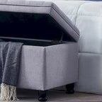 Upholstered Tufted Button Storage Bench with Spindle Wooden Legs