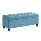 Upholstered Tufted Button Storage Bench with Spindle Wooden Legs