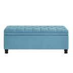 Upholstered Tufted Button Storage Bench with Spindle Wooden Legs