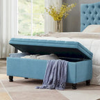 Upholstered Tufted Button Storage Bench with Spindle Wooden Legs