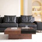 Mid-Century Modern Square Coffee Table Walnut Wood Finish Living Room Table