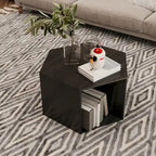 Hexagonal Small Coffee Table with Storage, Unique Modern Coffee Table for Living Room and Office, for Small Spaces