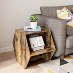 Hexagonal Small Coffee Table with Storage, Unique Modern Coffee Table for Living Room and Office, for Small Spaces