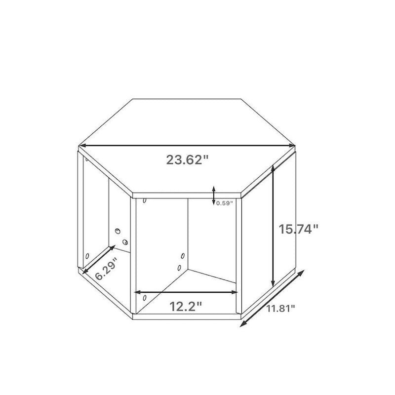 Hexagonal Small Coffee Table with Storage, Unique Modern Coffee Table for Living Room and Office, for Small Spaces