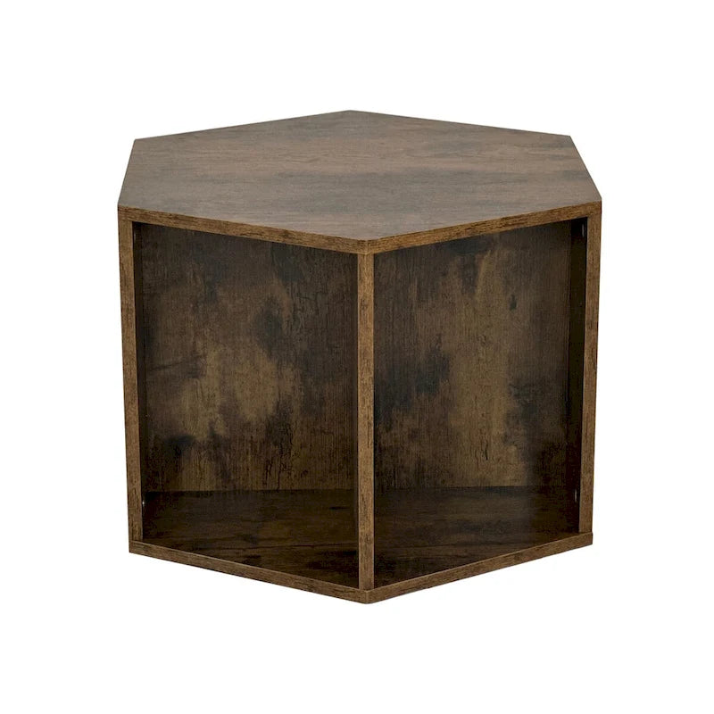 Hexagonal Small Coffee Table with Storage, Unique Modern Coffee Table for Living Room and Office, for Small Spaces