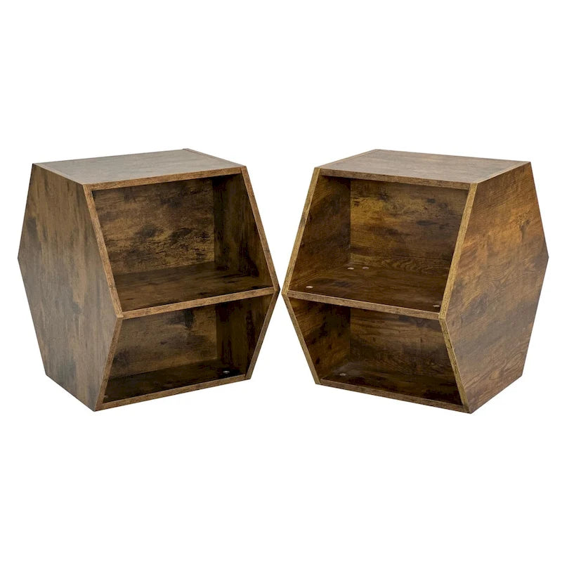 Hexagonal Small Coffee Table with Storage, Unique Modern Coffee Table for Living Room and Office, for Small Spaces