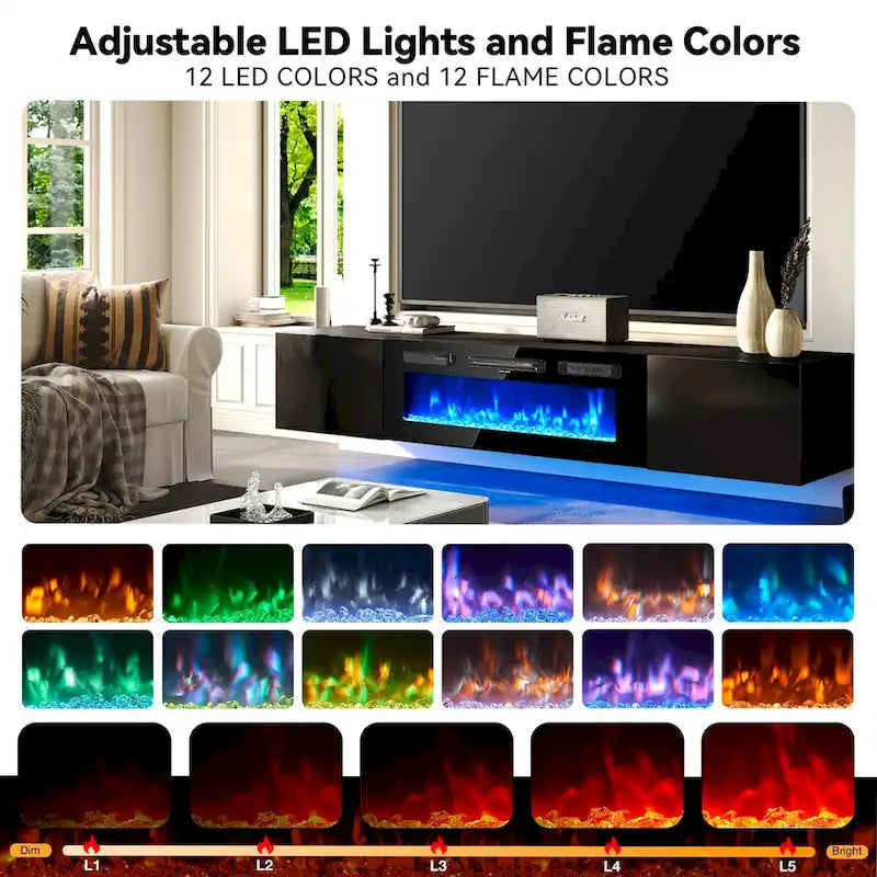 Wall Mounted Fireplace Entertainment Center with 36 Electric Fireplace